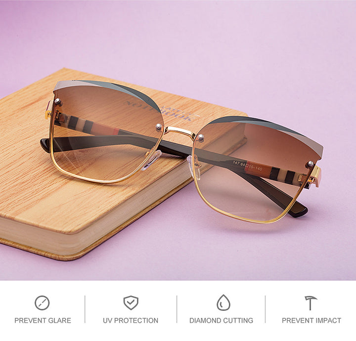 CCspace Women's Rimless Cat Eye Alloy Frame Sunglasses 49123 Sunglasses CCspace Sunglasses