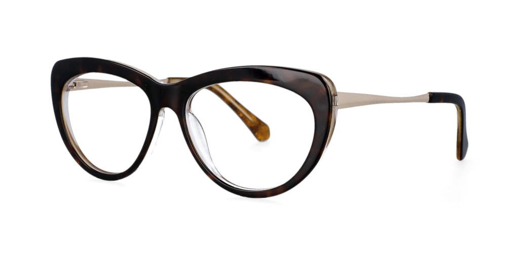 CCspace Unisex Full Rim Cat Eye Acetate Frame Eyeglasses 51070 Full Rim CCspace C5Gold-Leopard