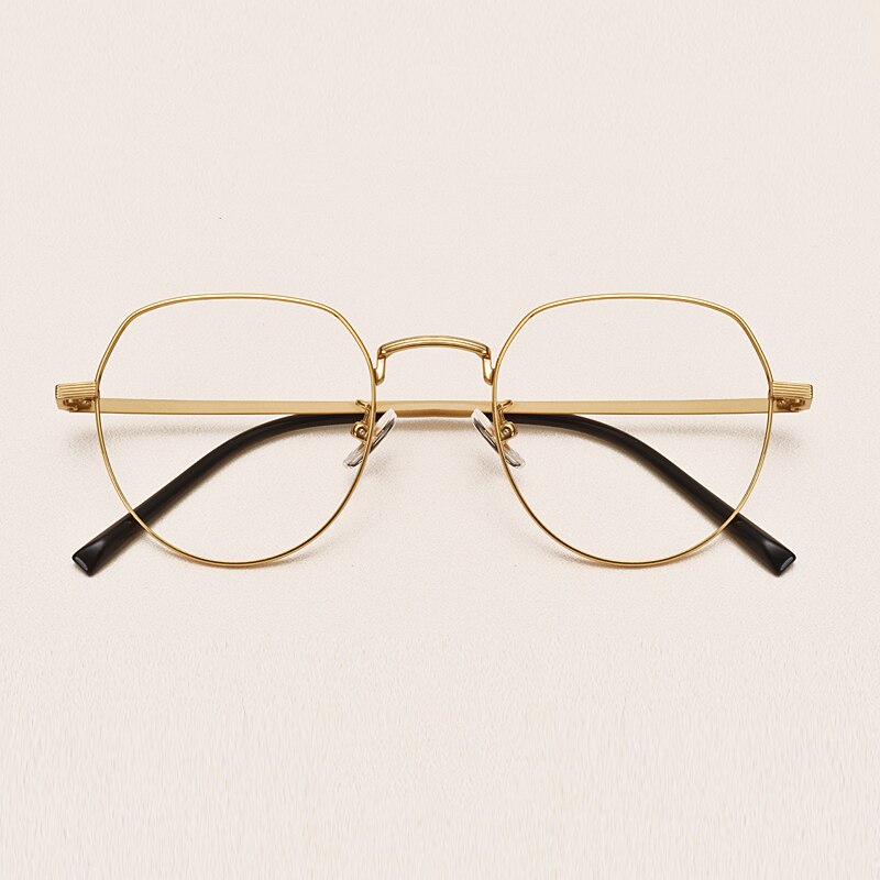 Yimaruili Unisex Full Rim Round Titanium Frame Eyeglasses 1901 Full Rim Yimaruili Eyeglasses Gold