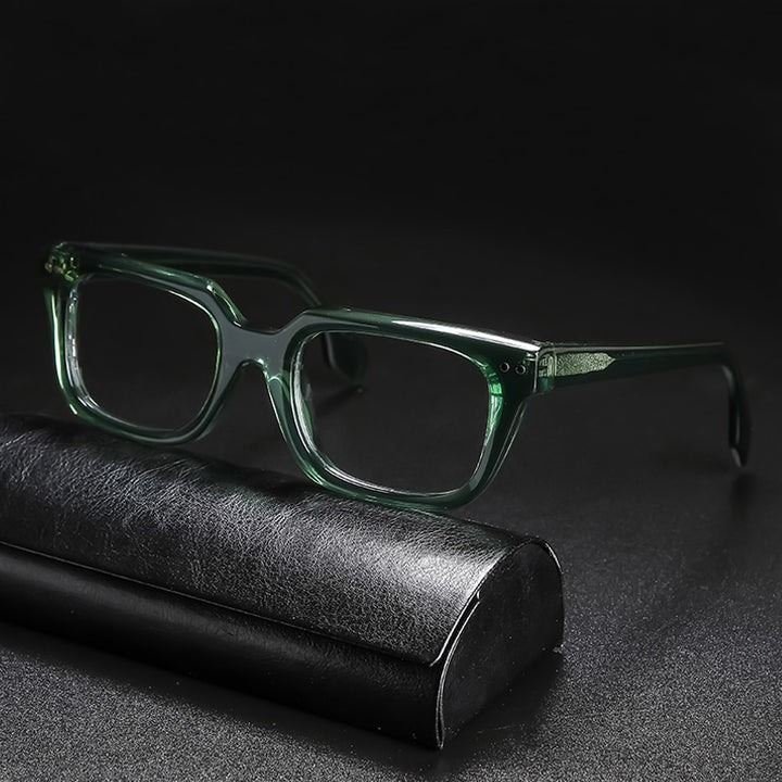 Gatenac Unisex Full Rim Square Acetate Frame Eyeglasses Gxyj724 Full Rim Gatenac