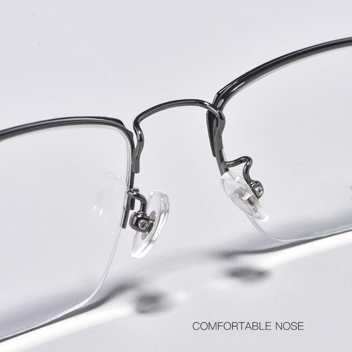 Yimaruili Unisex Semi Rim Titanium Frame Eyeglasses 8017JX Semi Rim Yimaruili Eyeglasses