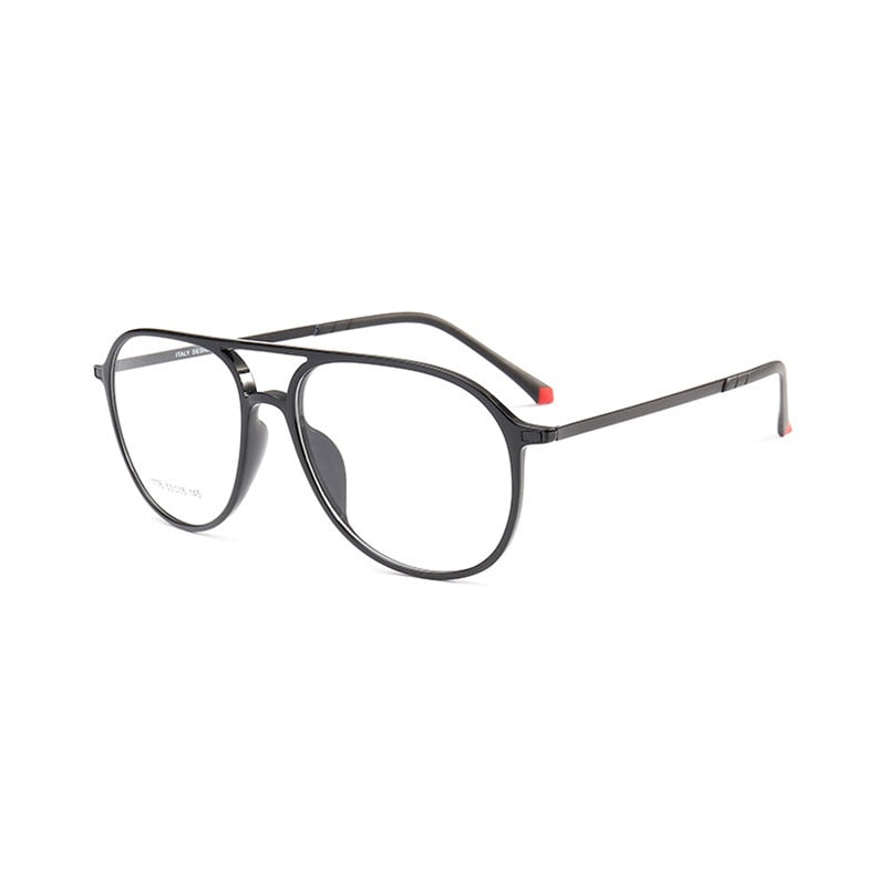 Reven Jate Unisex Full Rim Oval Acetate Eyeglasses 1116 Full Rim Reven Jate C2shiny-black