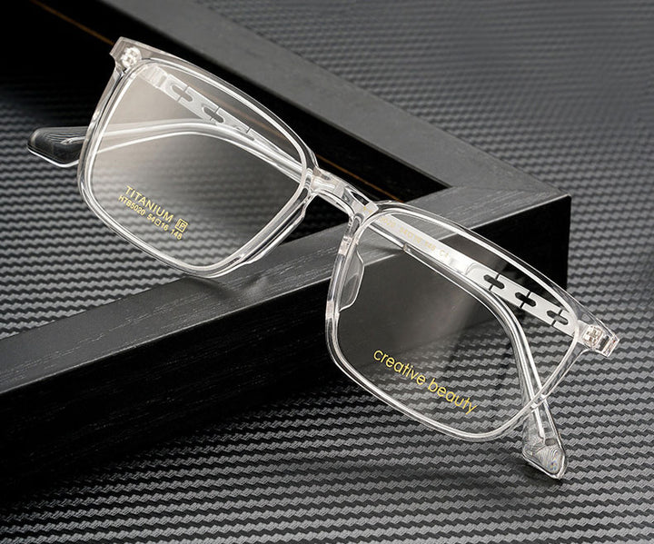 Hotony Men's Full Rim TR 90 Resin Titanium Square Frame Eyeglasses 5020 Full Rim Hotony