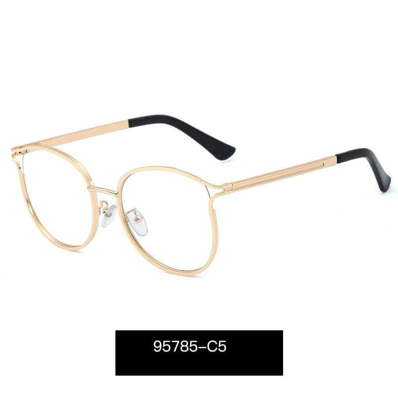 Hotony Women's Full Rim Round Cat Eye TR 90 Alloy Frame Eyeglasses 95785 Full Rim Hotony C5