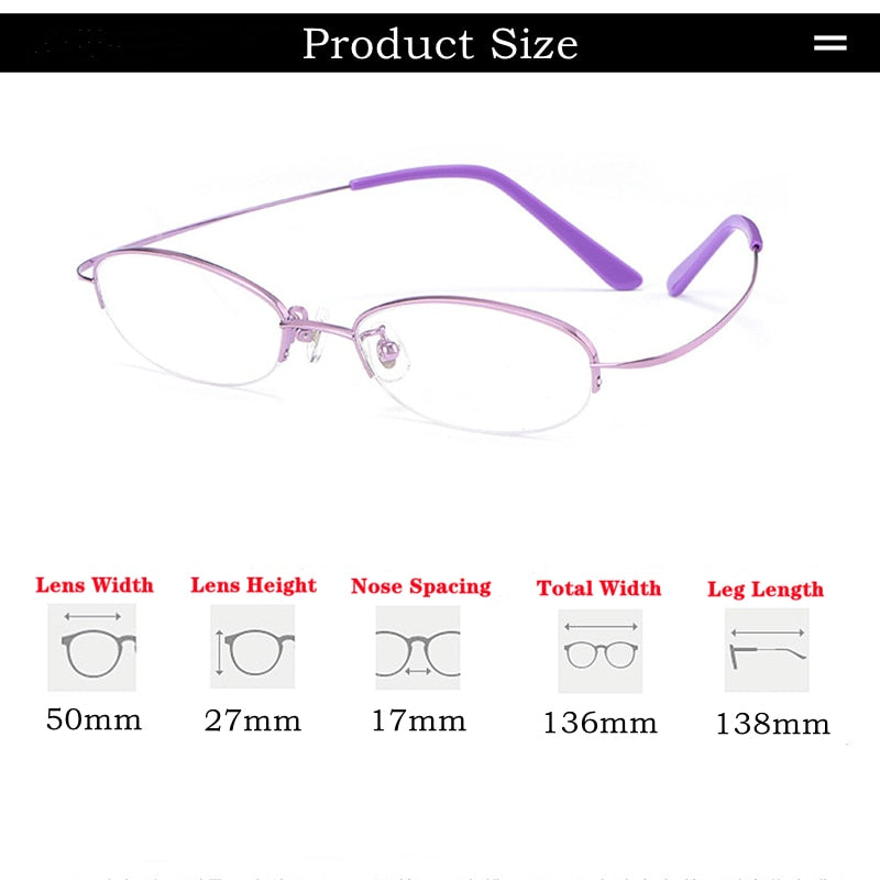 Yimaruili Women's Semi Rim Titanium Frame Eyeglasses T9276 Semi Rim Yimaruili Eyeglasses