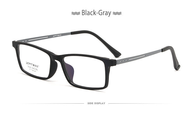 Hotony Unisex Full Rim Rectangle TR 90 Resin B Titanium Frame Eyeglasses 9826 Full Rim Hotony
