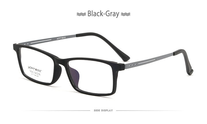 Hotony Unisex Full Rim Rectangle TR 90 Resin B Titanium Frame Eyeglasses 9826 Full Rim Hotony