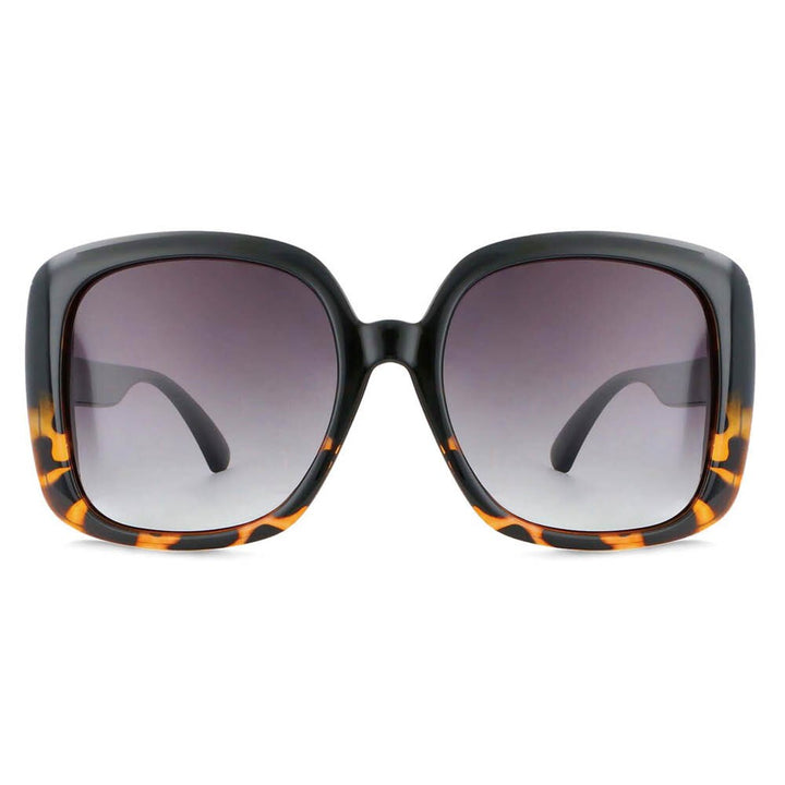 CCspace Women's Full Rim Oversized Square Resin Frame Sunglasses 53656 Sunglasses CCspace Sunglasses black-leopard