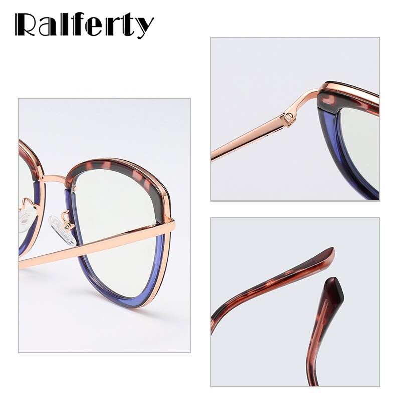 Ralferty Women's Eyeglasses Cat Eye Anti Blue Light TR90 D609 Full Rim Ralferty