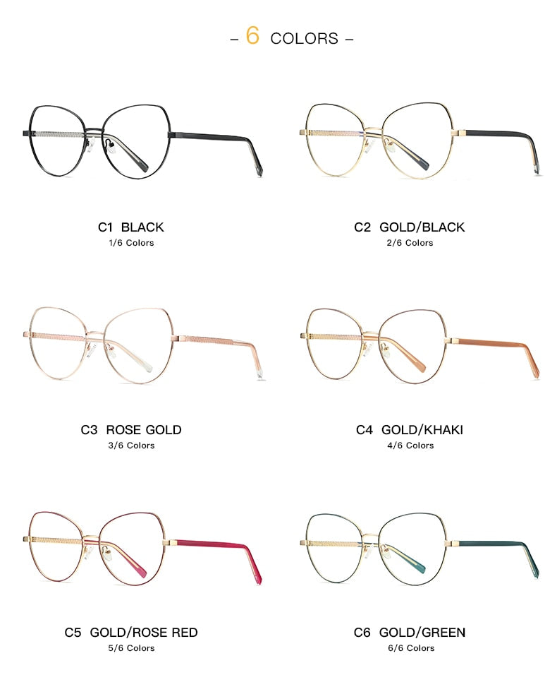 Hotochki Women's Full Rim Cat Eye Alloy Frame Eyeglasses 3001 Full Rim Hotochki