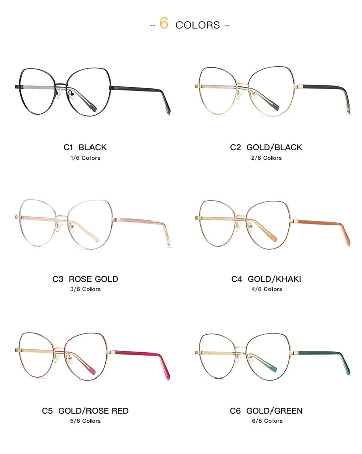 Hotochki Women's Full Rim Cat Eye Alloy Frame Eyeglasses 3001 Full Rim Hotochki