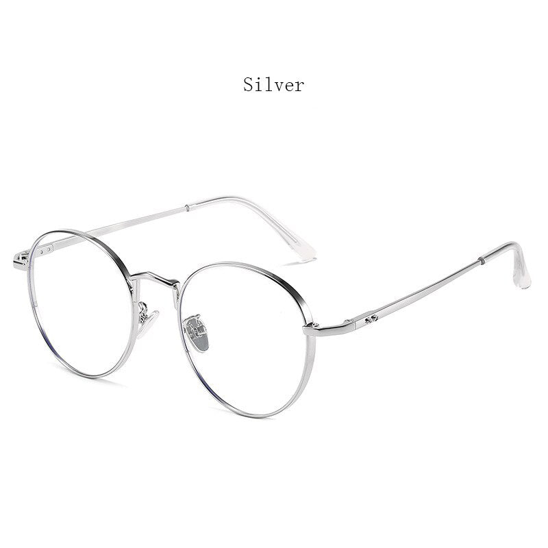 Hdcrafter Unisex Full Rim Round Alloy Frame Eyeglasses Anti Blue Light Lenses 2355 Full Rim Hdcrafter Eyeglasses Silver