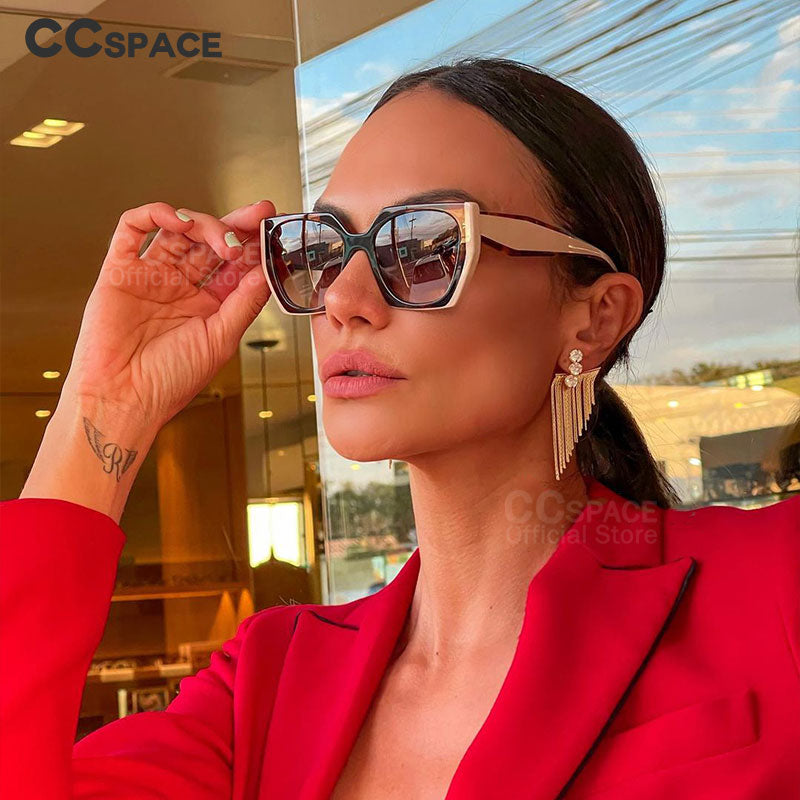 CCspace Women's Full Rim Square Cat Eye Resin Frame Sunglasses 53222 Sunglasses CCspace Sunglasses