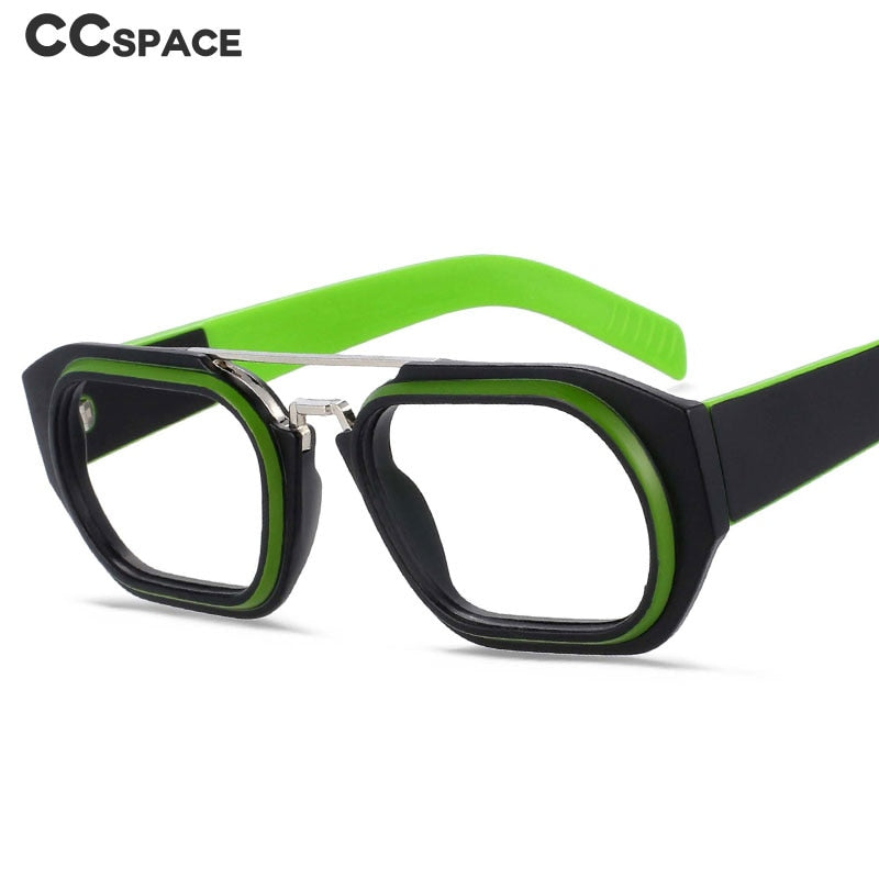 CCspace Unisex Full Rim Square Resin Double Bridge Punk Frame Eyeglasses 53095 Full Rim CCspace