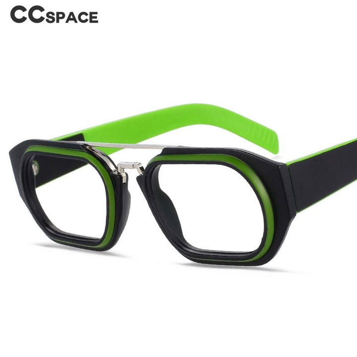 CCspace Unisex Full Rim Square Resin Double Bridge Punk Frame Eyeglasses 53095 Full Rim CCspace