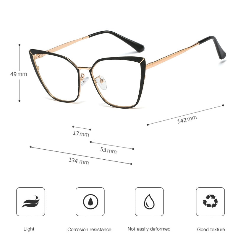 CCspace Unisex Full Rim Square Cat Eye Alloy Frame Eyeglasses 48104 Full Rim CCspace