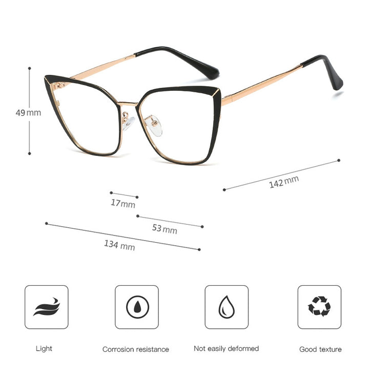 CCspace Unisex Full Rim Square Cat Eye Alloy Frame Eyeglasses 48104 Full Rim CCspace