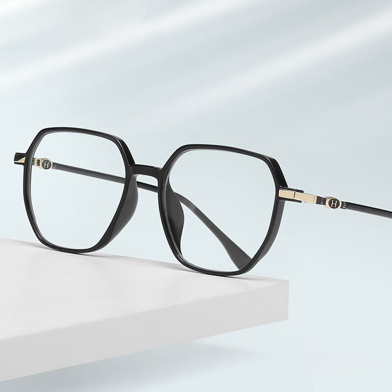 Handoer Unisex Full Rim Polygonal Square Tr 90 Eyeglasses Lk304 Full Rim Handoer