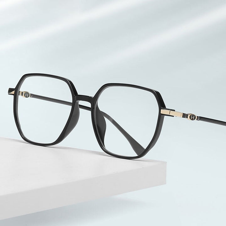 Handoer Unisex Full Rim Polygonal Square Tr 90 Eyeglasses Lk304 Full Rim Handoer