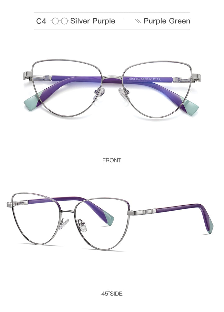 Hotochki Women's Full Rim Cat Eye Alloy Frame Eyeglasses 3018 Full Rim Hotochki