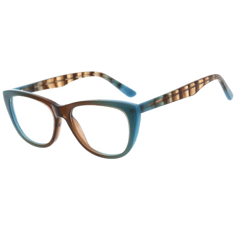 CCspace Unisex Full Rim Oval Cat Eye Acetate Frame Eyeglasses 53408 Full Rim CCspace Blue