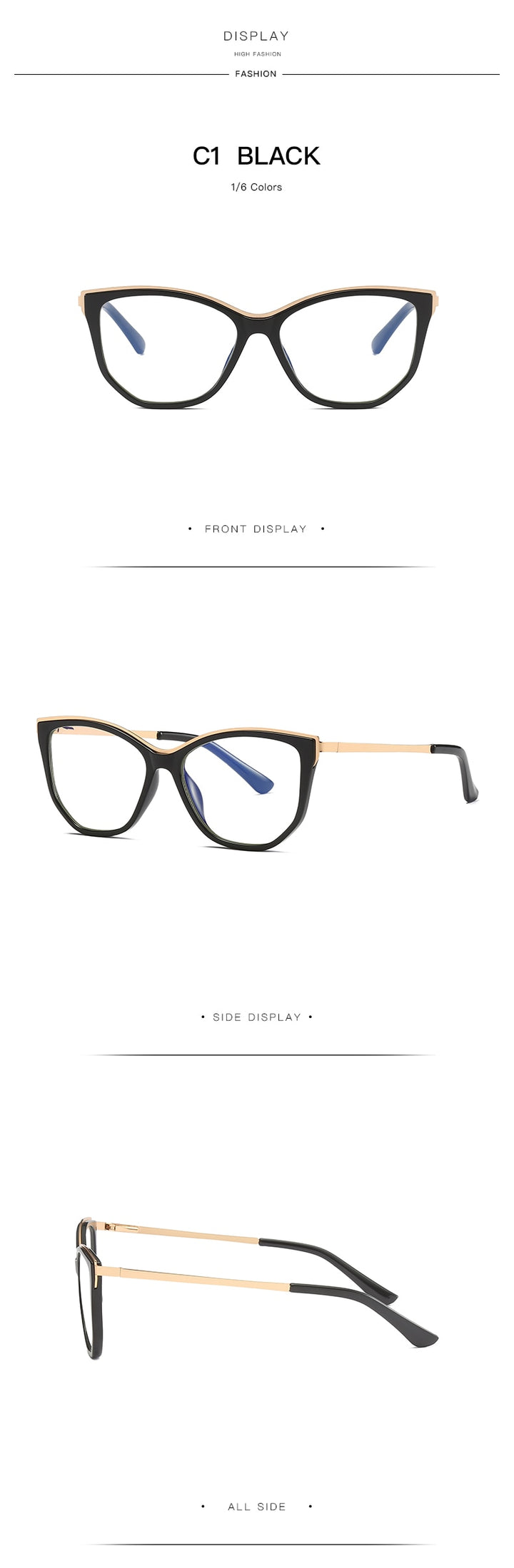Hotochki Women's Full Rim Cat Eye Alloy Acetate Frame Eyeglasses 2048 Full Rim Hotochki