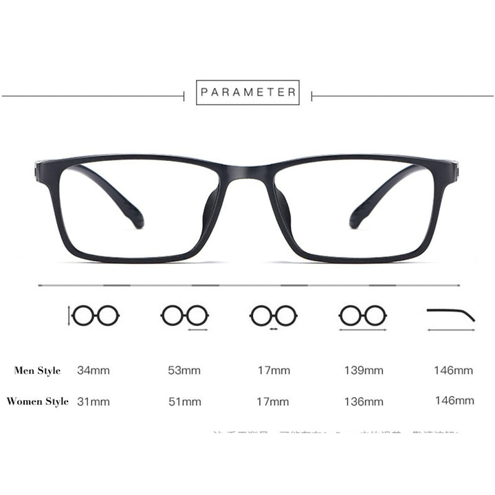 Hotochki Unisex Full Rim TR-90 Resin Frame Eyeglasses X1x2 Full Rim Hotochki