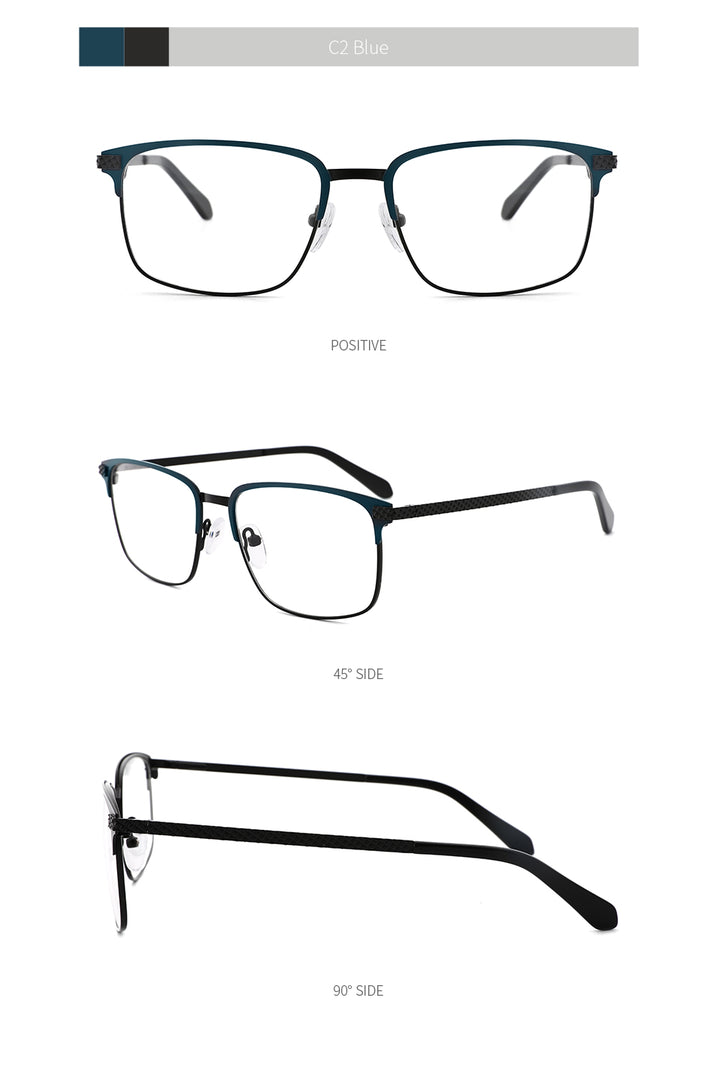Kansept Men's Full Rim Square Stainless Steel Alloy Frame Eyeglasses Tm004 Full Rim Kansept