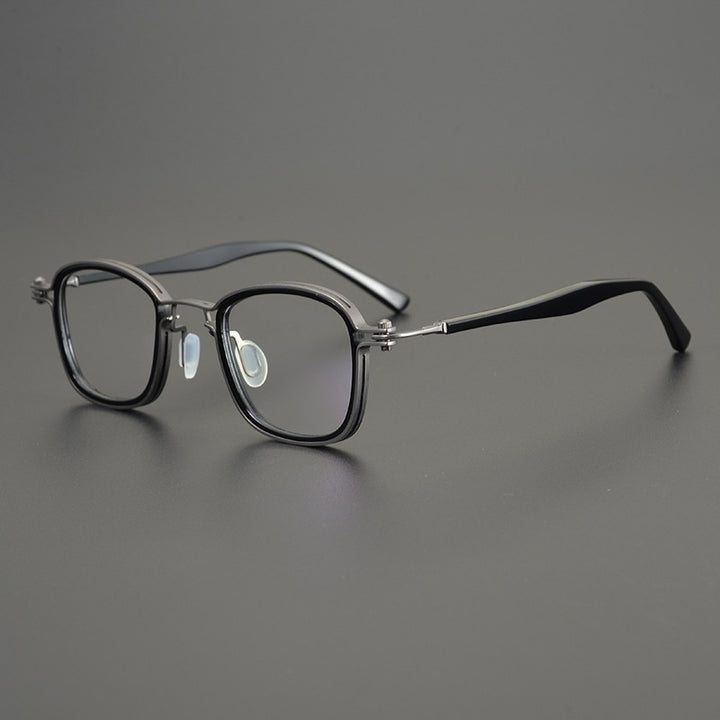 Gatenac Unisex Full Rim Square Acetate Alloy Frame Eyeglasses Gxyj698 Full Rim Gatenac