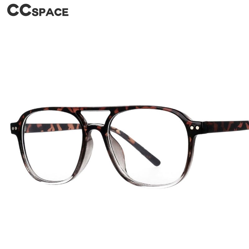 CCspace Unisex Full Rim Square Resin Double Bridge Frame Eyeglasses 53120 Full Rim CCspace