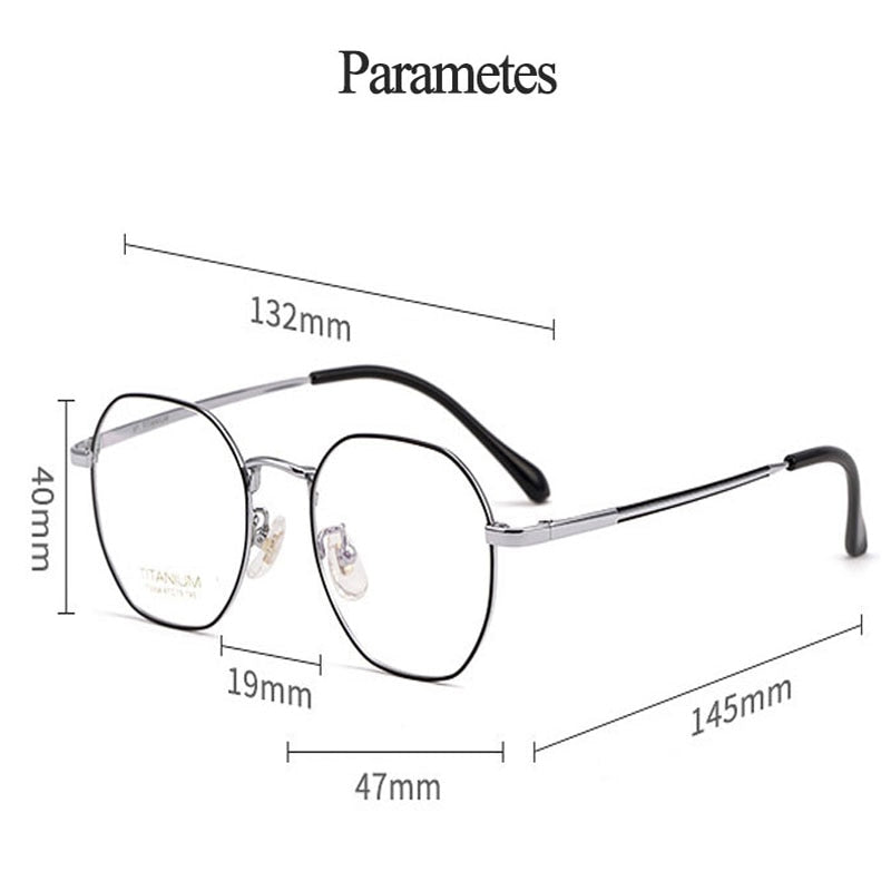 Hotochki Unisex Full Rim Polygon Beta Titanium Eyeglasses T3956 Full Rim Hotochki