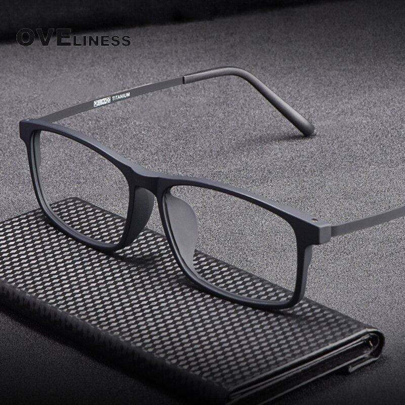 Oveliness Unisex Full Rim Square Ultem Resin Titanium Eyeglasses Ol20p99 Full Rim Oveliness