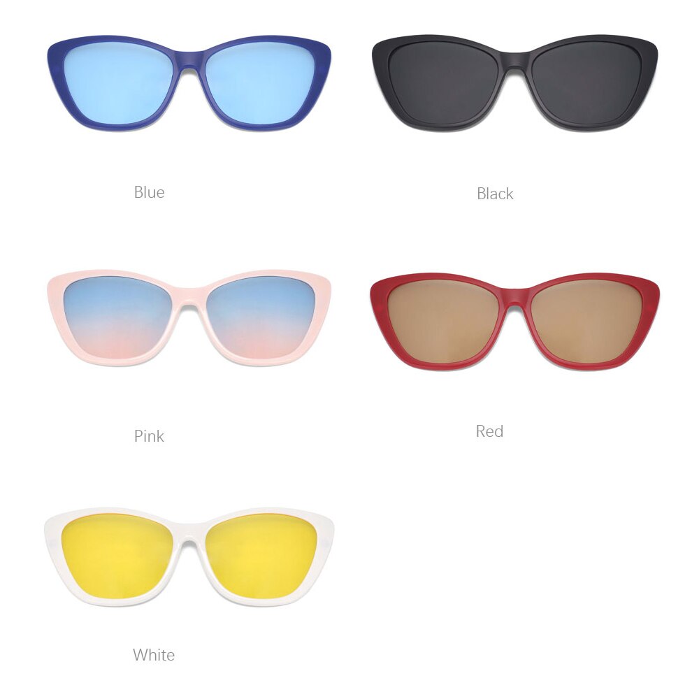 CCspace Unisex Full Rim Cat Eye Tr 90 Titanium Eyeglasses Clip On Sunglasses 53880 With Clip Ons CCspace