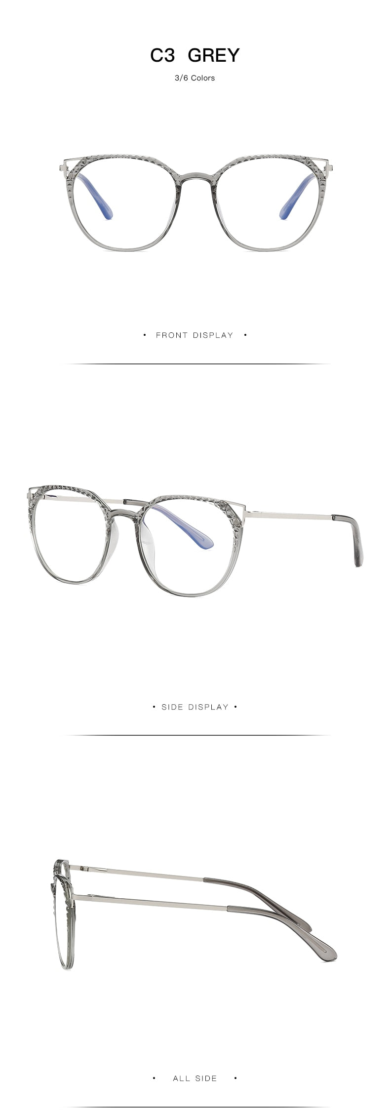 Hotochki Women's Full Rim Round TR-90 Resin Alloy Frame Eyeglasses 2054 Full Rim Hotochki