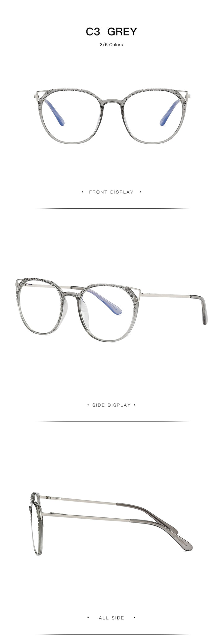 Hotochki Women's Full Rim Round TR-90 Resin Alloy Frame Eyeglasses 2054 Full Rim Hotochki