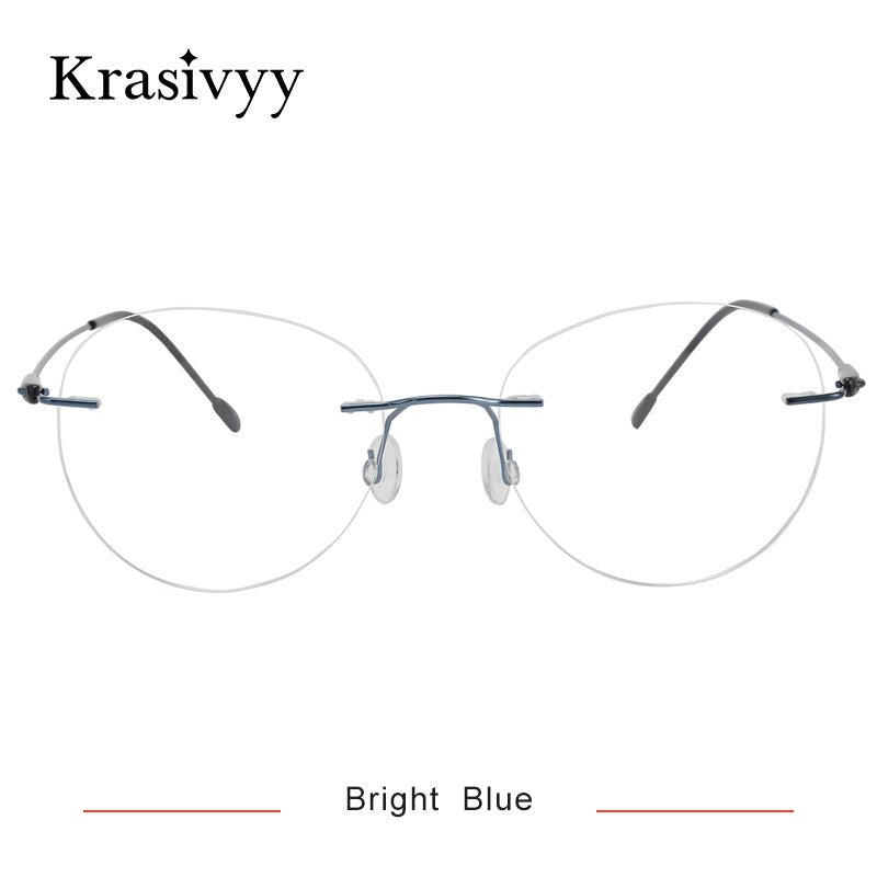 Krasivyy Unisex Rimless Round Titanium Eyeglasses Kr16072 Rimless Krasivyy Bright Blue