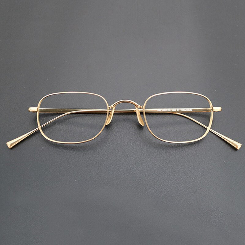 Gatenac Unisex Full Rim Square Titanium Frame Eyeglasses Gxyj708 Full Rim Gatenac Gold