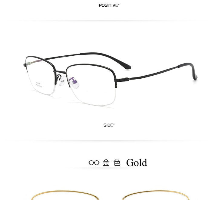 Men's Semi Rim IP Electroplated Titanium Alloy Frame Eyeglasses Zt1114 Semi Rim Bclear