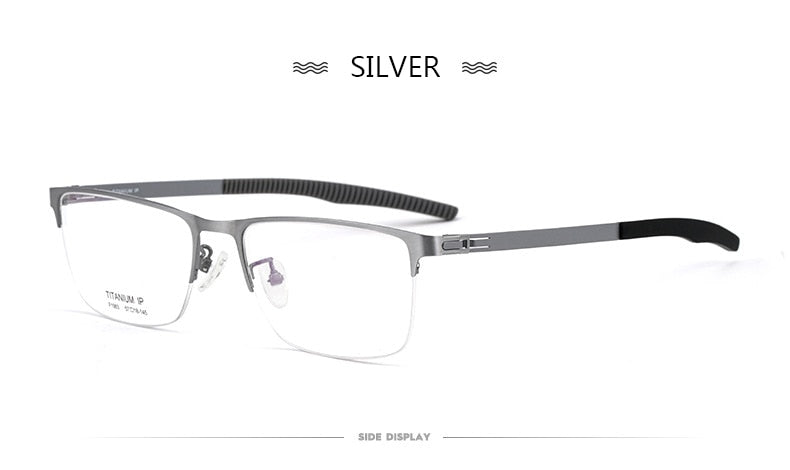 Hotochki Men's Semi Rim TitaniumAlloy IP Plated Frame Eyeglasses F1983 Semi Rim Hotochki