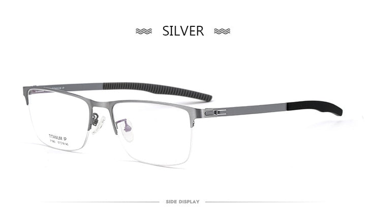 Hotochki Men's Semi Rim TitaniumAlloy IP Plated Frame Eyeglasses F1983 Semi Rim Hotochki