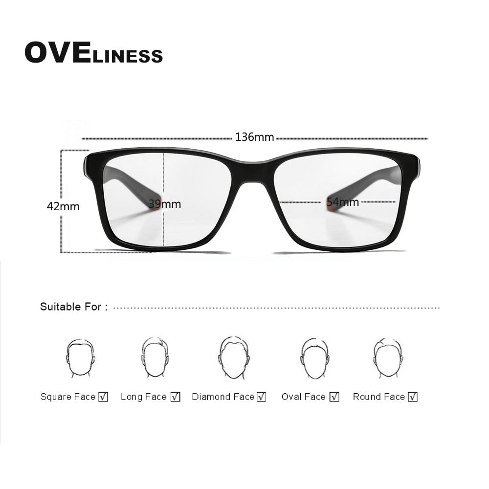 Oveliness Unisex Full Rim Square Tr 90 Titanium Eyeglasses 7091 Full Rim Oveliness