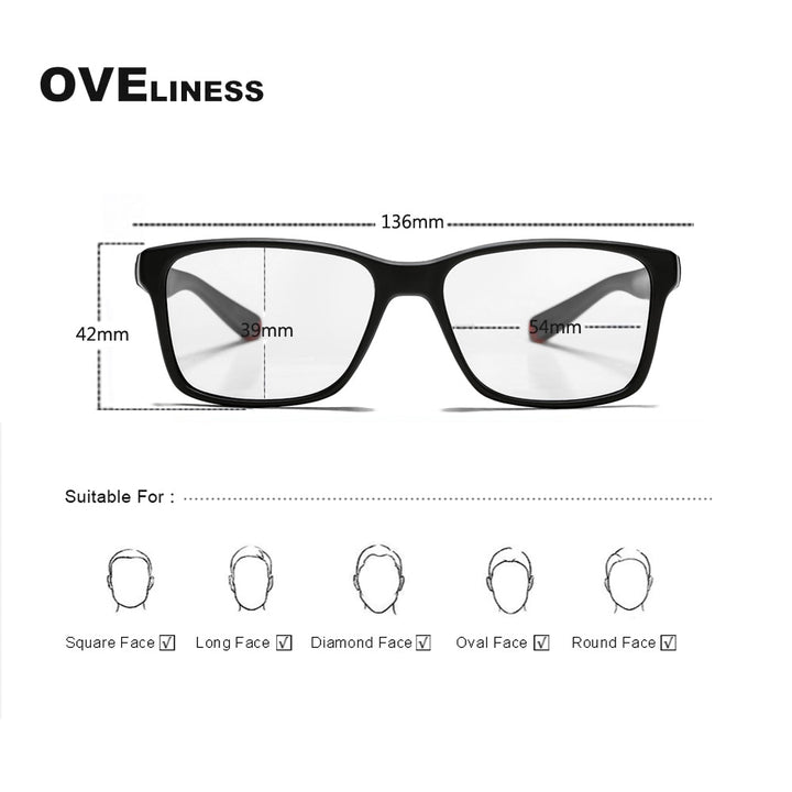 Oveliness Unisex Full Rim Square Tr 90 Titanium Eyeglasses 7091 Full Rim Oveliness