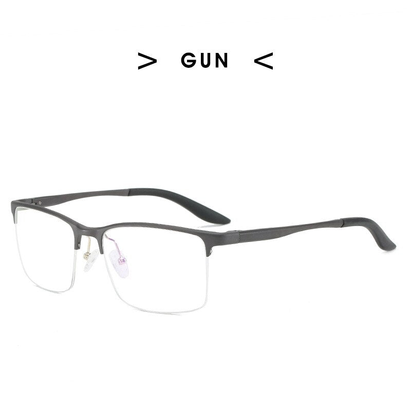 Hdcrafter Men's Semi Rim Square TR 90 Titanium Frame Eyeglasses P6325 Semi Rim Hdcrafter Eyeglasses Gun