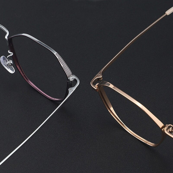 Muzz Unisex Full Rim Round Polygonal Titanium Frame Eyeglasses 32 Full Rim Muzz