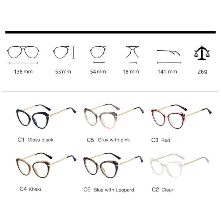 Hotony Women's Full Rim Round Cat Eye Acetate Eyeglasses 95284 Full Rim Hotony