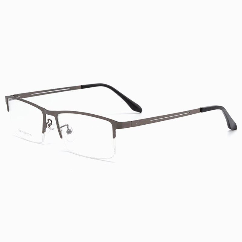 Hotochki Men's Semi Rim Alloy Frame Eyeglasses TR-90 Resin Temples 2541 Semi Rim Hotochki gray