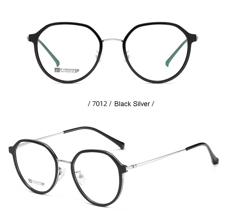 Hotochski Unisex Full Rim Round Beta Titanium Frame Eyeglasses 7012 Full Rim Hotochki