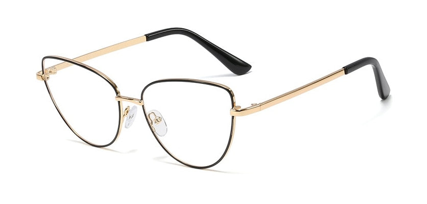 CCspace Unisex Full Rim Cat Eye Alloy Frame Eyeglasses 45969 Full Rim CCspace C5 black gold