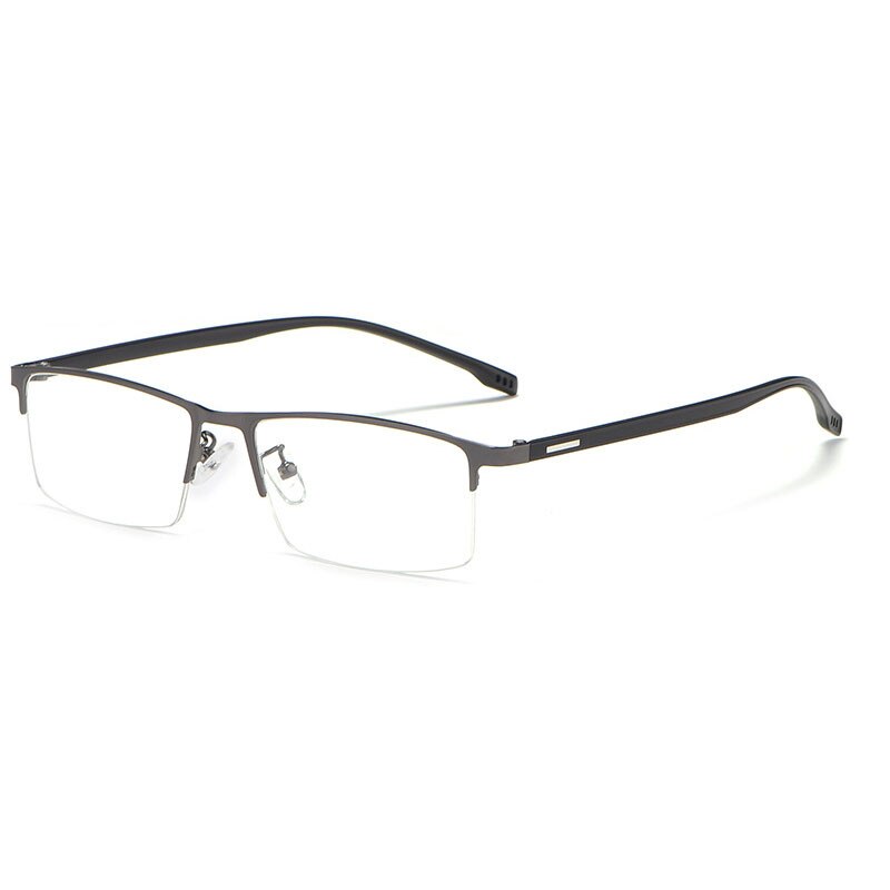 Hotochki Men's Semi Rim Rectangular Alloy Frame Eyeglasses 9102 Semi Rim Hotochki gray