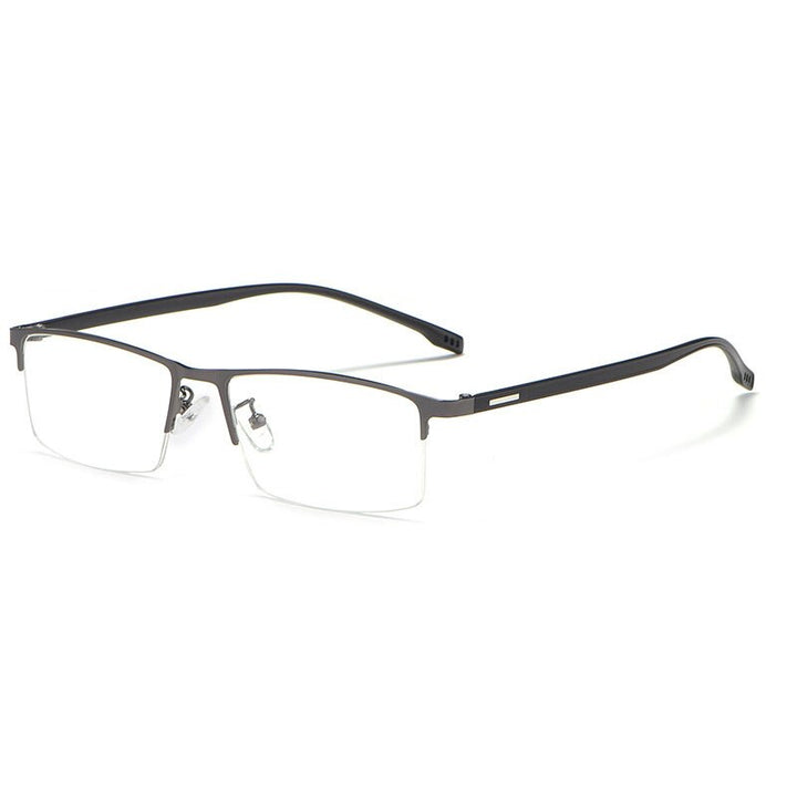 Hotochki Men's Semi Rim Rectangular Alloy Frame Eyeglasses 9102 Semi Rim Hotochki gray